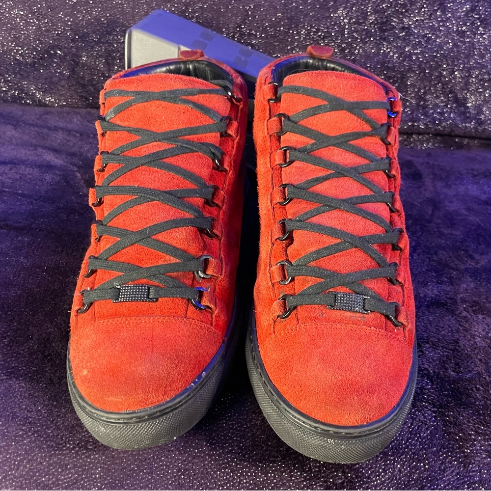 Balenciaga Sneaker PellecS.Gomm Veau Velours Spray Gommeux Rouge VIF size 11 - Picture 3 of 5